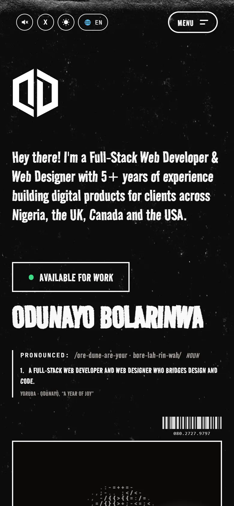 Odunayo Bolarinwa Portfolio on a phone