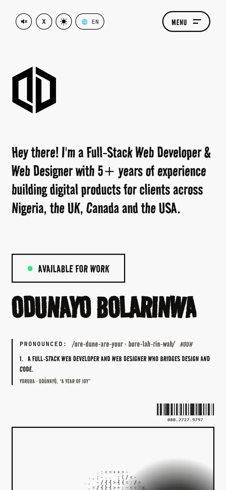 Odunayo Bolarinwa Portfolio on a phone